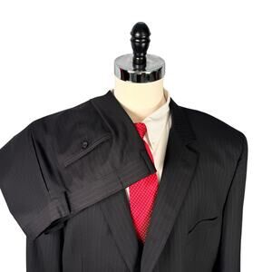 Pronto Uomo Platinum 2pc Suit Mens 56R Charcoal Pinstripe Wool Two Button 42x28